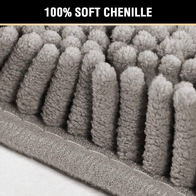 H.VERSAILTEX Original Shaggy Chenille 2 Piece Bath Rug Set, 20x20 Square U-Shape Contoured Toilet Mat & 32x20 Carpet Rug, Machine Wash/Dry Mats, Soft, Plush Rugs for Tub Shower (Dark Grey) - Image 2